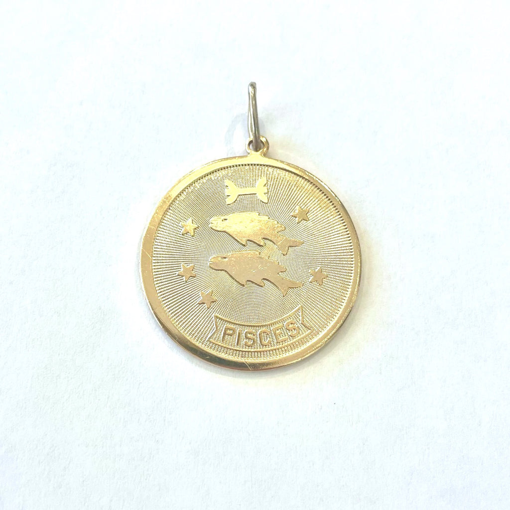 Vintage 1.25" Pisces Coin Medallion